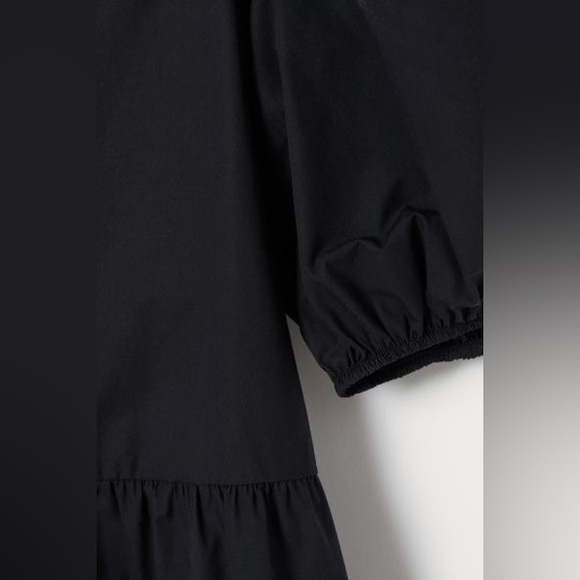 H&M Black Puff Sleeve Mini Cotton Dress Small - Picture 5 of 10